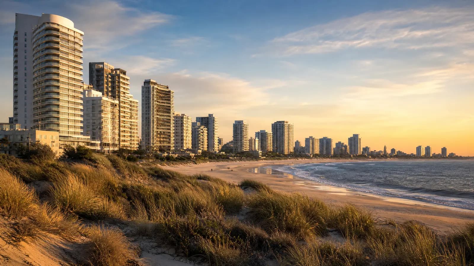 Elegante Strandvilla in Punta del Este im goldenen Abendlicht mit Blick auf den Atlantik